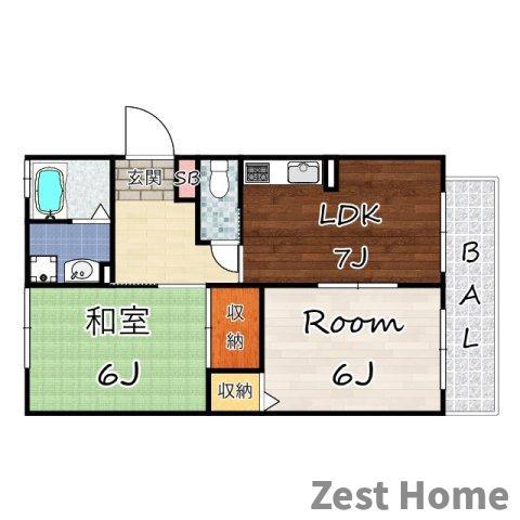ノーブル トモ(2LDK/2階)の間取り写真