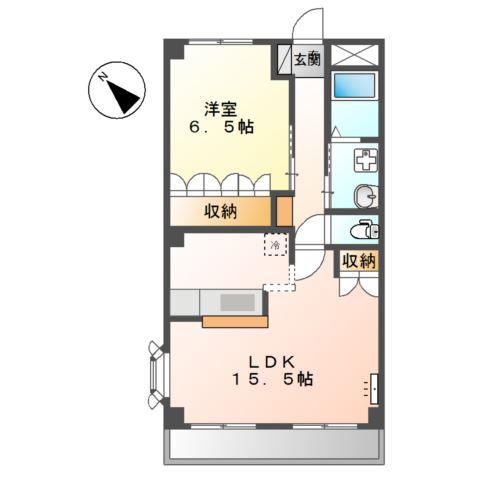 クレドール1番館(1LDK/2階)の間取り写真