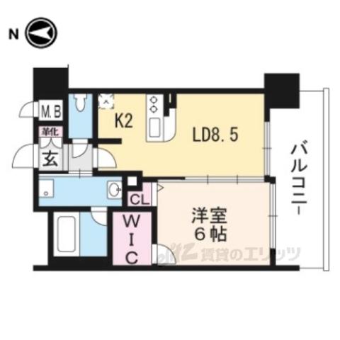ヴィラ七条西洞院(1LDK/3階)の間取り写真