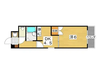 FROMホキタ1番館(1K/1階)の間取り写真