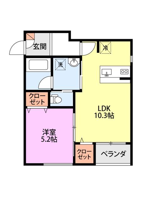 COMMON北葉町(1LDK/3階)の間取り写真