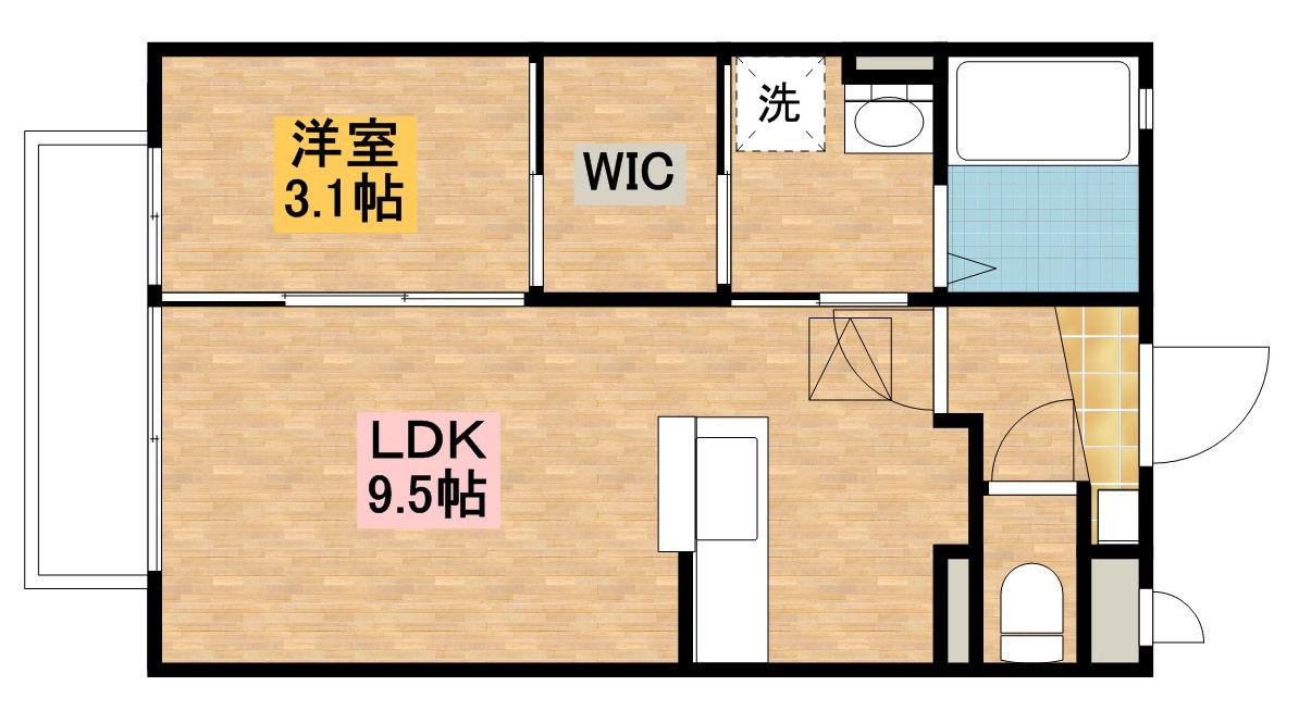 Y2ヤナゼパナハイツ(1SK/1階)の間取り写真