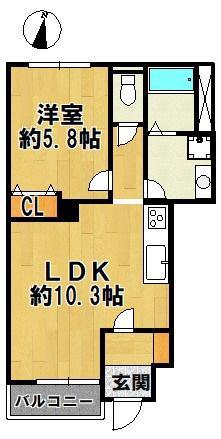 シャルム下井沢(1LDK/1階)の間取り写真