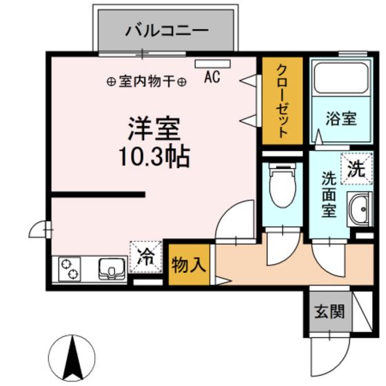 グレイスハイム(ワンルーム/2階)の間取り写真