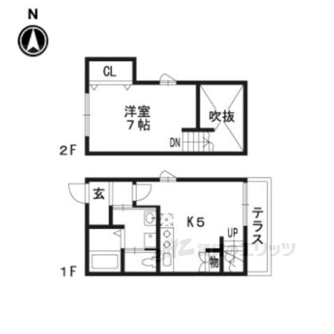 アーク有栖川(1DK/1階)の間取り写真