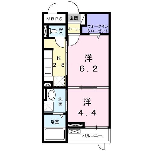 ジュネス(2K/2階)の間取り写真