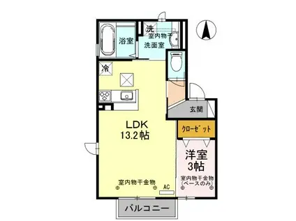 グレイスイースト 102(1LDK/1階)の間取り写真