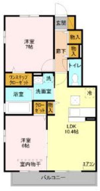 マルベリーⅡ(2LDK/1階)の間取り写真