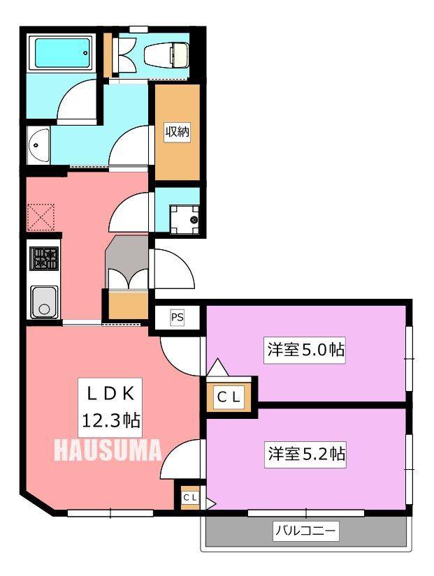 エレガンス十条(2LDK/1階)の間取り写真