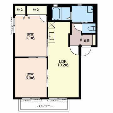 ソレイユ(2LDK/2階)の間取り写真