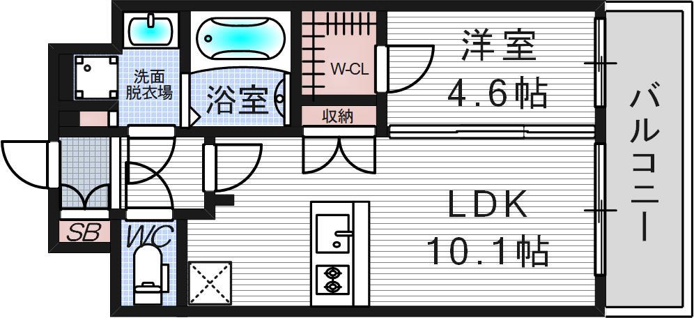 クリスタルグランツみなとシティ(1LDK/9階)の間取り写真
