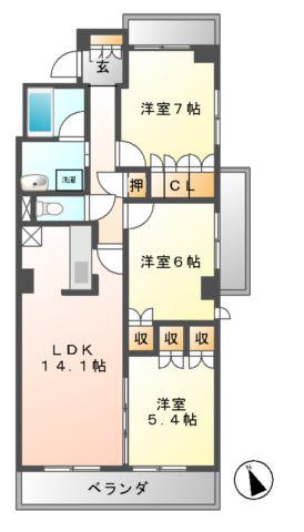 パークアクシス白壁(3LDK/2階)の間取り写真