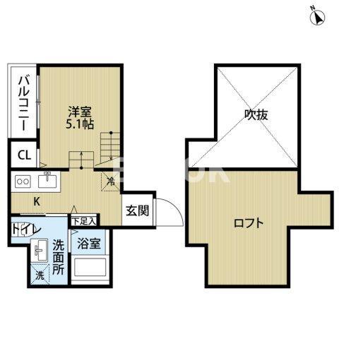 アクシス箱崎(1K/2階)の間取り写真