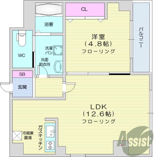 マルキレジデンス(1LDK/4階)の間取り写真