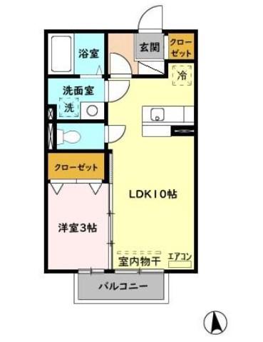 ベルデュール(1LDK/2階)の間取り写真