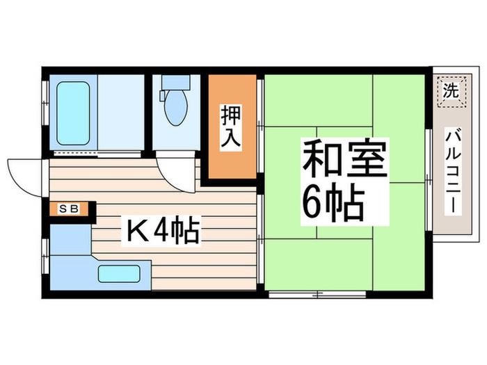 パークサイドハイツ(1K/2階)の間取り写真