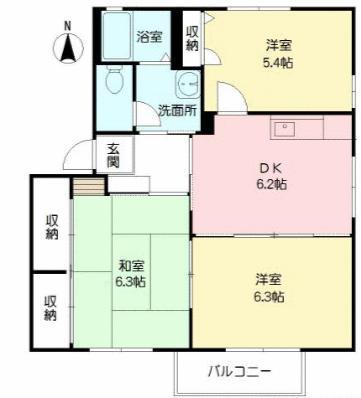 エミネンス明磧 I(3DK/1階)の間取り写真