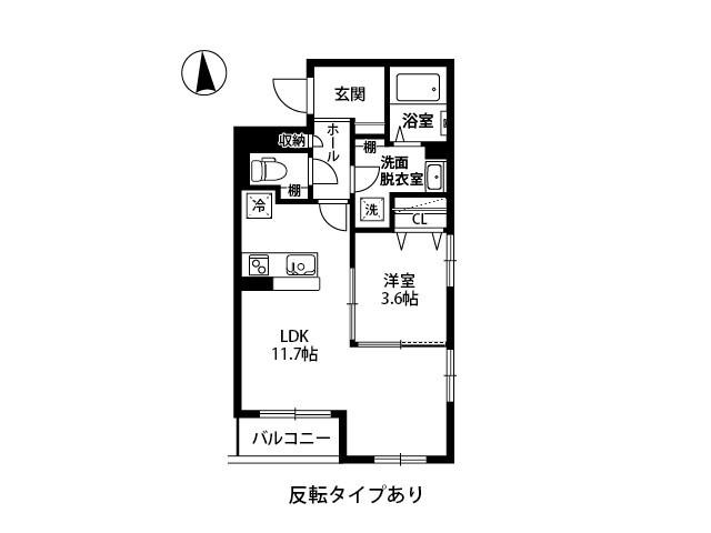 中御所マンション(1LDK/3階)の間取り写真