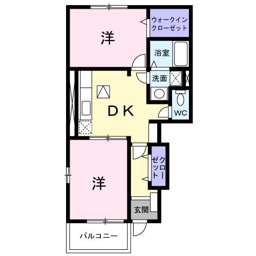 ソラーレカーサ(2DK/1階)の間取り写真