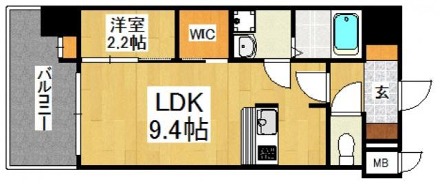 プレスタイルBAY AREA石城(1LDK/7階)の間取り写真