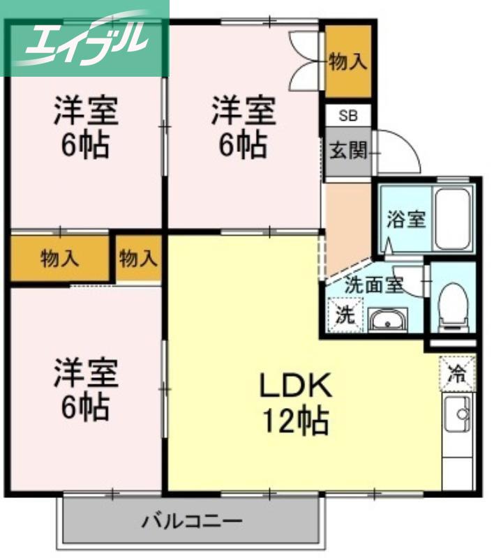 第2エントピア富田(3LDK/2階)の間取り写真