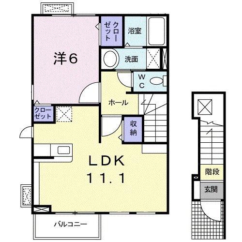 パセリハウス(1LDK/2階)の間取り写真