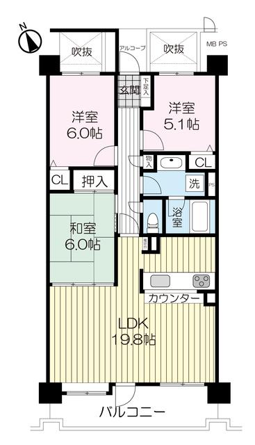 ライオンズガーデン泉中央806号(3LDK/8階)の間取り写真