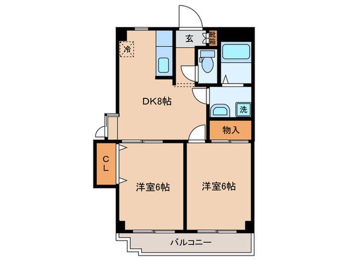 サンヒルズ中山(2DK/3階)の間取り写真