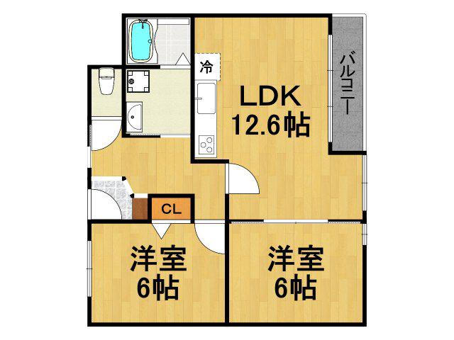 サンビオラ1番館(2LDK/4階)の間取り写真