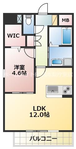 CORLUX新町(1LDK/9階)の間取り写真