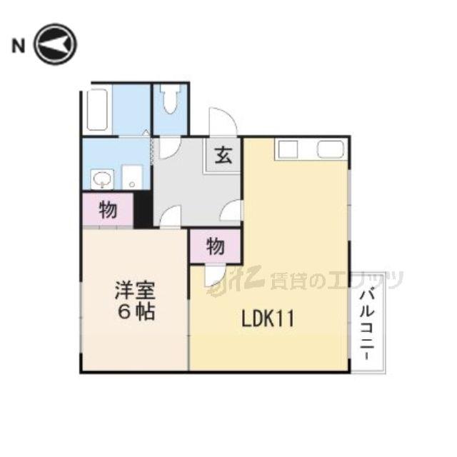 ドミールコウB棟(1LDK/1階)の間取り写真