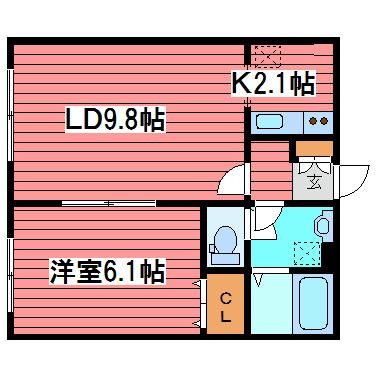イデアル福住(1LDK/1階)の間取り写真
