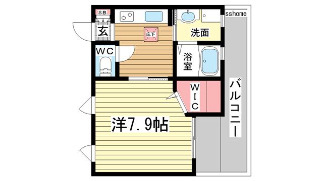 EXA ROKKO(1K/1階)の間取り写真