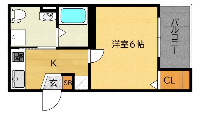 GRAND平野(1K/3階)の間取り写真
