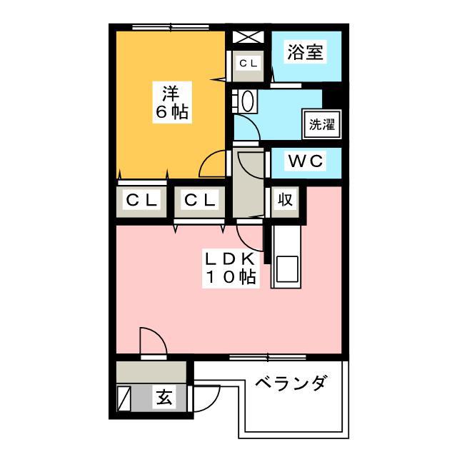 H.I.P(1LDK/1階)の間取り写真