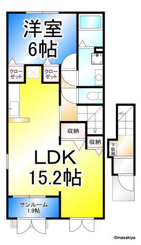 グラース聖徳(1LDK/2階)の間取り写真