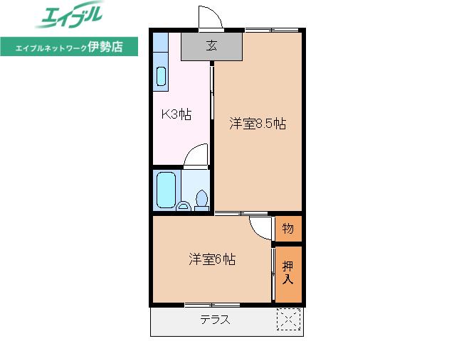 シャンテ鳥羽(2K/1階)の間取り写真