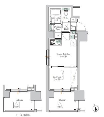 ONE ROOF RESIDENCE ASAKUSABASHI(1DK/4階)の間取り写真