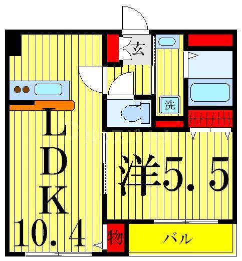 星谷ハイム五番館(1LDK/2階)の間取り写真