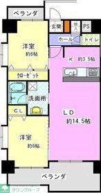 HILL PALACE IKAI(2LDK/9階)の間取り写真