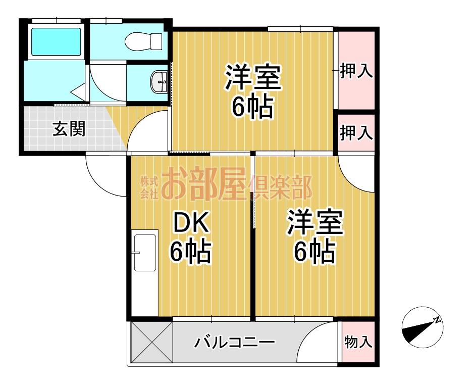 コーポ土居ノ内(2DK/1階)の間取り写真