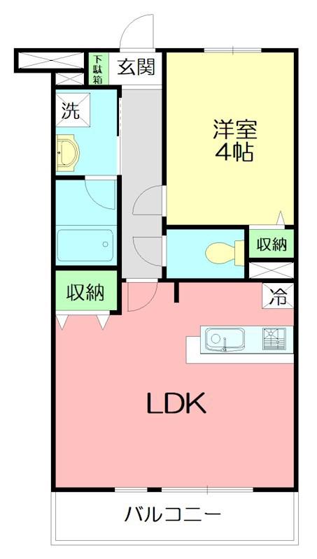長塚ハイツ(1LDK/1階)の間取り写真