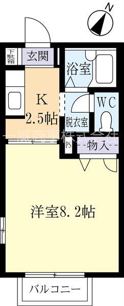 スプリーム成城C(1DK/2階)の間取り写真