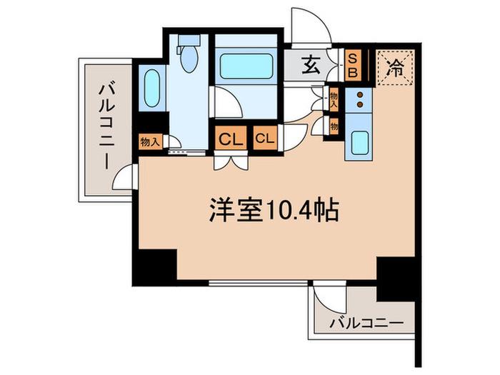 ベルファース目黒(ワンルーム/6階)の間取り写真