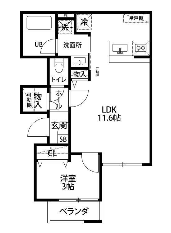 LUCE(1LDK/1階)の間取り写真