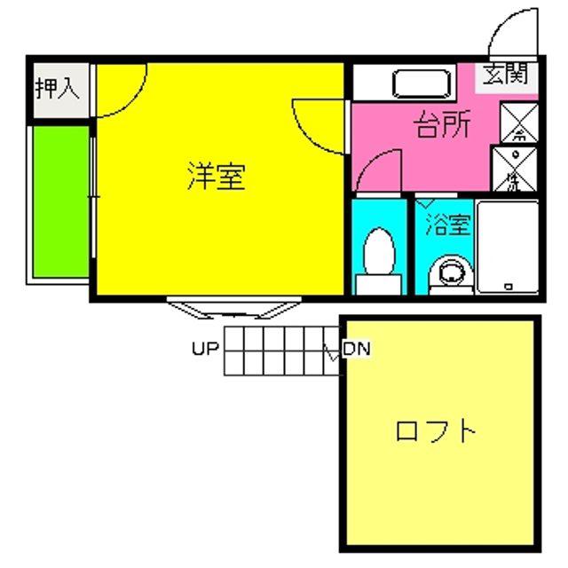 ハピネス博多(1K/1階)の間取り写真
