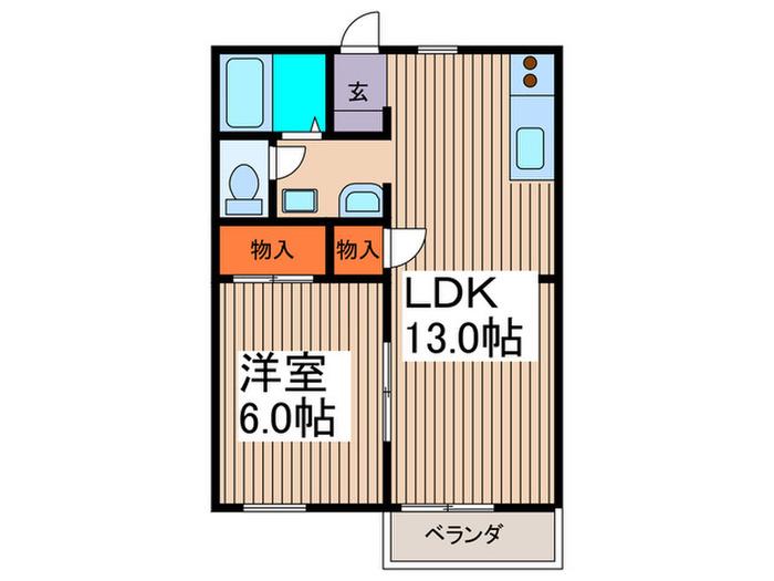 ベルハイム(1LDK/2階)の間取り写真