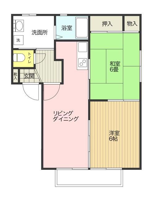 グリーンハイツ(2LDK/2階)の間取り写真