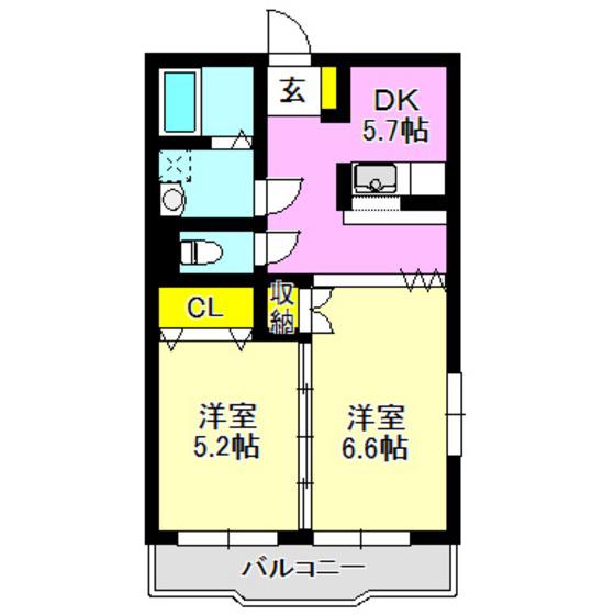 イノマンションII(2DK/3階)の間取り写真