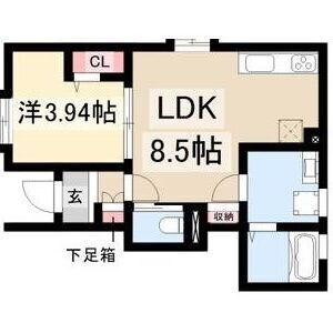 リーブルファイン日比津町2号棟(1LDK/1階)の間取り写真